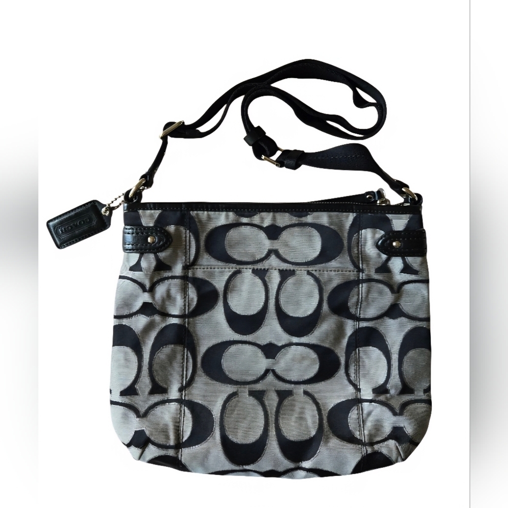 Coach Black and Gray Signature Medium Crossbody Bag - Picture 2 of 10